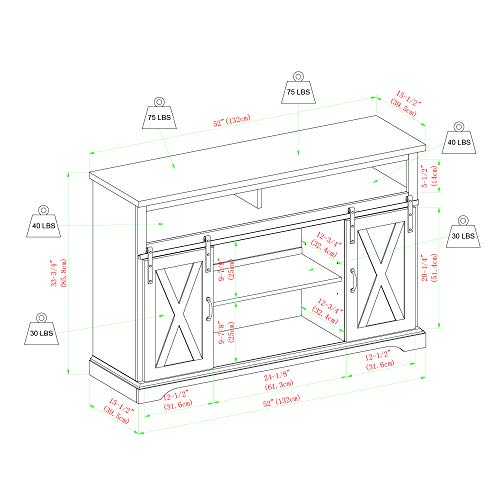 Walker Edison Clayton Farmhouse Sliding Double Barn Door TV Stand for TVs up to 58 Inches, 52 Inch, Rustic Oak - WoodArtSupply