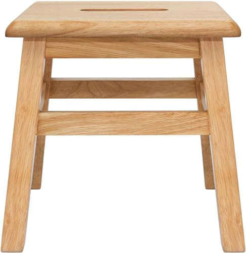 eHemco Solid Hardwood Step Stool for Adults and Kids, 12.25 Inches, Natural, Fully Assembled eHemco