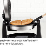 Chefman Rotating Belgian Waffle Maker, 180° Flip Iron w/ Non-Stick Plates, Adjustable Timer, Locking Lid, & Drip Plate, Space Saving Storage, Mess-Free Breakfast, Stainless Steel/Black Chefman