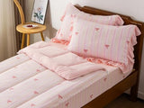 Aimuan Zipper Bedding Pink Bow Printed on Rainbow Comforter Set Set Bowknot Twin Princess Kids Zippered Bedding Set Ultra Soft (Pink-Colorful, Twin) Aimuan