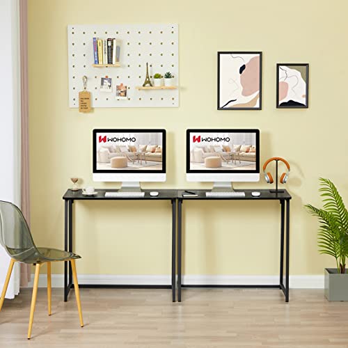 WOHOMO Folding Computer Desk, Small Writing Foldable Desk 31.5", Space-Saving Laptop Table, Easy Assemble Workstation for Home Office,Black WOHOMO