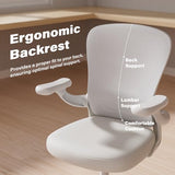 GYI Ergonomic Office Chair, Mesh Desk Chair with Adjustable Lumbar Support and 3D Flip-up Arms, Computer Chair with Wheels, All White GYI