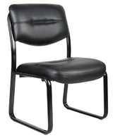 Boss Office Products B9539 Leather Sled Base Side Chair in Black, 250 Boss Office Products