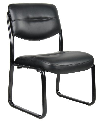 Boss Office Products B9539 Leather Sled Base Side Chair in Black, 250 Boss Office Products