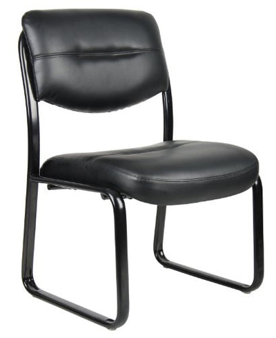 Boss Office Products B9539 Leather Sled Base Side Chair in Black, 250
