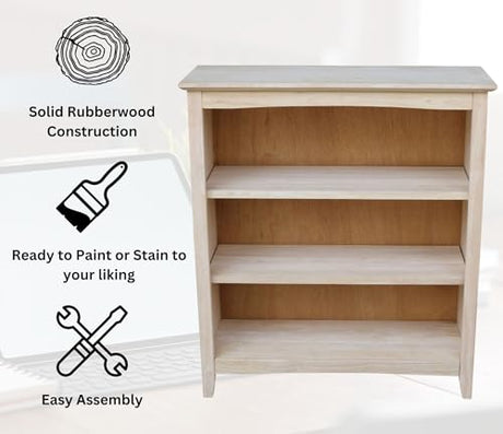 International Concepts Shaker Bookcase, 36-Inch, Unfinished IC International Concepts