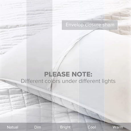 Comfort Spaces Kienna Quilt Set- Double Sided Stitching Design Summer Blanket, Lightweight, Soft, All Season Bedding Layer, Matching Sham, White, Coverlet Twin/Twin XL(66"x90") 2 Piece Comfort Spaces