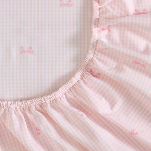 Laura Ashley Kids - Queen Sheet Set, Soft & Wrinkle-Resistant Toddler Bedding Set, Deep Pockets, Girl Bed Sheets with Matching Fitted Sheet & Pillowcases (Tiny Bows Pink) Laura Ashley