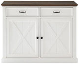 Crosley Furniture Clifton Kitchen Island with Storage Drawers and Shelves, Microwave Stand, Coffee Bar, Distressed White/Black Crosley Furniture