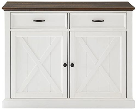 Crosley Furniture Clifton Kitchen Island with Storage Drawers and Shelves, Microwave Stand, Coffee Bar, Distressed White/Black Crosley Furniture