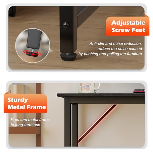 BestOffice Computer Desk,Home Office Desk, Modern Simple Style for Home Office Study Writing (Black, 47 Inch) BestOffice