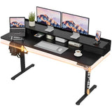 Furmax Electric Standing Desk with Drawers, Stand Up Desk with Storage Shelf Height Adjustable Computer Desk with Organizer for Home Office Ergonomic (Black, 55 Inch) Furmax