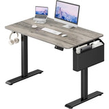 KLUVIS Grey Electric Compact Standing Desk - 40 Inch Small Office Computer Sit to Stand Desk for Work Study Writing, Mini Sit to Stand Desks Workstation Table for Adult Boys Girls Home Office Bedroom KLUVIS