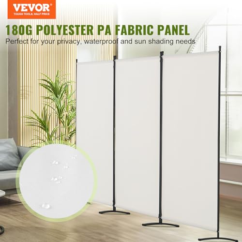 VEVOR Room Divider, 3 Panel Room Dividers and Folding Privacy Screens, Fabric Partition Room Dividers for Office, Bedroom, Dining Room, Study, Freestanding, White VEVOR