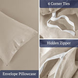 Shilucheng 100% Linen Full Duvet Cover Set, Luxury Pure Natural French Flax Linen Duvet Cover with Zipper Closure & Corner Ties, Cooling Breathable Comforter Cover 3 Piece (Linen) Shilucheng
