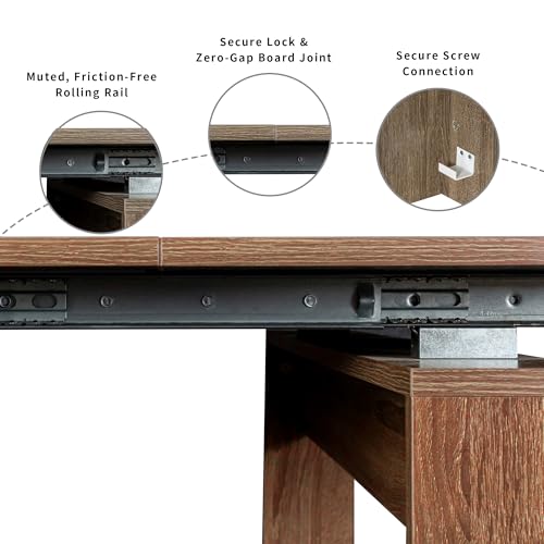 Banzeem Extendable Dining Table, Transformer Extra Console Table for 1-12 People, Folding Space Saving Dining Room Table for Homes, Apartments, Walnut Banzeem