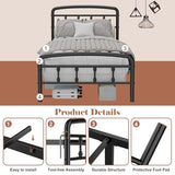 Blbeed Metal Twin Bed Frames,1500 Lbs Heavy Duty Bed Frames with Headboard,Noise-Free Design & 12" Underbed Storage,No Box Spring Needed/Tool-Free Assembly Blbeed