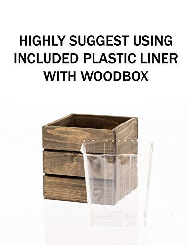 Wood Planter Box with Wine Crate Styled, 5 Inch Square, Rustic Barn Wood, Plastic Liner, Wedding Flowers Holder, Home and Venue Decor, (5x5 Wine Crate Set of 4) - WoodArtSupply