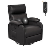 Homall Recliner Chair, 360 Swivel Rocking Chair for Adults, Massage Nursery Chair with Adjustable Backrest and Footrest, PU Leather Glider Rocker Recliners with Side Pocket for Living Room (Black) Homall