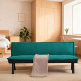 Trygoal Futon Sofa Bed Couch, 64.6" Convertible Sleeper Sofa with 5 Positions Adjustable Backrest, Velvet Couch Bed with Solid Wood Frame for Home Office Living Room Guest Dorm, Green Trygoal