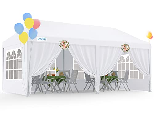 Quictent 10x20 Party Tent Outdoor Gazebo Wedding Canopy for Backyard with Removable Sidewalls & Elegant Church