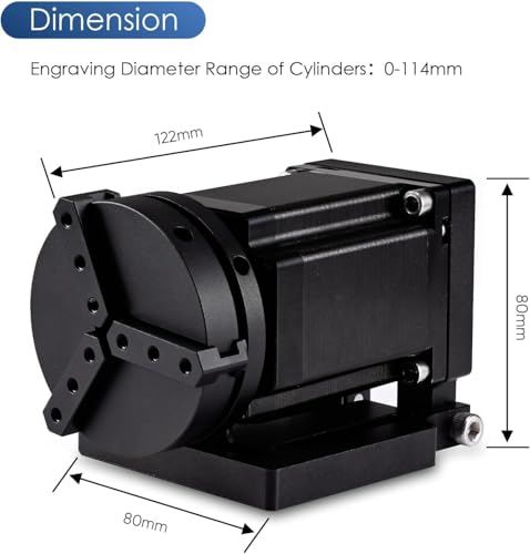 Monport D70 Rotary Axis Attachment for Fiber Laser Engravers, 70mm Rotating Shaft with 3 Jaw Rotary Chuck Stepper Motor, Laser Marking Machine Rotary Tool Accessory Kit for Ring Bracelet Bottle More Monport