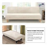 H.VERSAILTEX Real Futon Cover Armless Sofa Covers Sofa Bed Covers Stretch Futon Couch Cover Sofa Slipcover Furniture Protector Thick Soft Fabric Form Fitted Stay in Place, Ivory H.VERSAILTEX