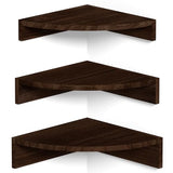 Alsonerbay Corner Shelf Wall Mount, Set of 3 Floating Shelves for Storage and Display, Rustic Wood Shelves for Bedroom, Kitchen, Living Room, Nursery and Office (Dark Brown) Alsonerbay