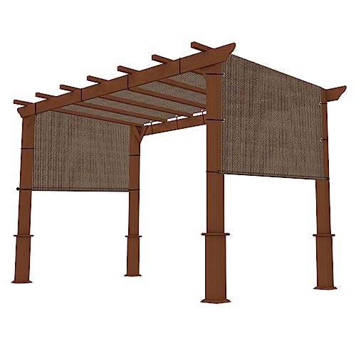 INFRANGE 8' x 12' Universal Pergola Shade Cover Replacement Canopy with Grommets Weighted Rods Permeable for Outdoor Patio Porch Backyard Gazebo Brown - WoodArtSupply