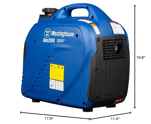 Westinghouse Outdoor Power Equipment 2800 Peak Watt Super Quiet & Lightweight Portable Inverter Generator, Gas Powered, Parallel Capable, Long Run Time - WoodArtSupply