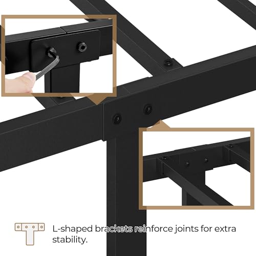 Yaheetech Queen Size Bed Frames Metal Platform Bed Mattress Foundation with Cloud-Inspired Design Headboard/Footboard/Ample Under Bed Storage/No Box Spring Needed/Black Yaheetech