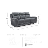 Signature Design by Ashley Mindanao Contemporary Leather Match Upholstered Power Reclining Sofa with Adjustable Headrest and USB Ports, Gray Signature Design by Ashley