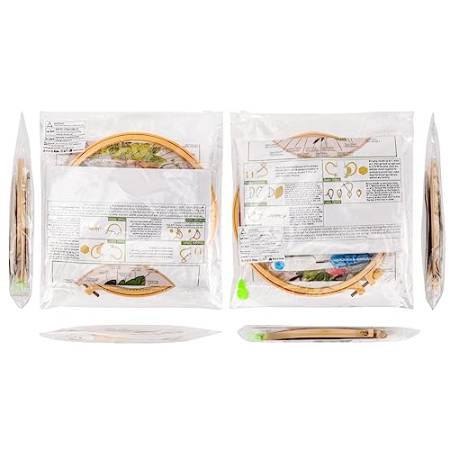 JSRQT Punch Needle Embroidery Starter Kits,Rug Hooking Kit for Kids and Adults Beginners,Handcraft Punch Needle Kits with Embroidery Hoops,Flowers and Plants Pattern JSRQT