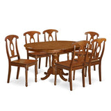 East West Furniture PONA7-SBR-W 7 Piece Kitchen Table Set Consist of an Oval Dining Table with Butterfly Leaf and 6 Dining Chairs, 42x60 Inch, Saddle Brown East West Furniture
