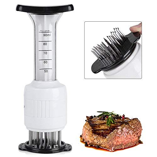 Textured Meat Tenderizer, 304 stainless steel Meat Marinade Tenderizer Needle Injector Steaks Flavor Syringe Cook Kitchen Tool Pomya
