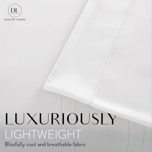 Danjor Linens Bed Sheet Set Queen Size for Hot Sleepers, Hotel Premium Sheets with 4 Pillowcases, Lightweight Brushed Microfiber Deep Pockets, Breathable Cooling 6 Piece Bedding Sets, White Danjor Linens