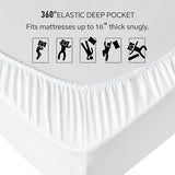 King Size Fitted Sheet – Ultra Soft 1800 Microfiber – Deep Pocket Fits Up to 16” Mattress – Wrinkle & Fade Resistant – Single Fitted Bottom Sheet Only (White) Peace Sleep Bedding