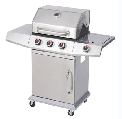 GasOne Deluxe 3+1 Burner Stainless Steel– Outdoor Cabinet Style with Side Burner - Wheels - High-Temperature Paint Coating Gas BBQ Grill – Elegant and Luxurious Design