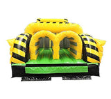 40-Foot Long Inflatable Obstacle Course with Climbing Wall, Venom Yellow and Black, 11-Foot Wide by 11-Foot Tall, Commercial Grade Interactive 2 Lane Bounce House for Kids, Blower, and Stakes Included TentandTable