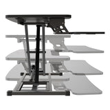 Realspace® P10 Pneumatic Standing Desk Riser Converter with Keyboard Tray, 20"H x 31-1/2"W x 25"D, Black Realspace