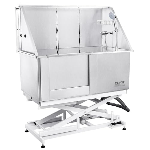 VEVOR 50" Pet Dog Bathing Station Electric Height Adjustment, Professional Stainless Steel Dog Grooming Tub w/Soap Box, Faucet,Rich Accessory,Bathtub for Multiple Pets, Washing Sink for Home(Left) VEVOR