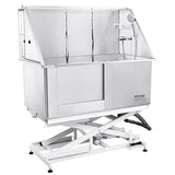 VEVOR 50" Pet Dog Bathing Station Electric Height Adjustment, Professional Stainless Steel Dog Grooming Tub w/Soap Box, Faucet,Rich Accessory,Bathtub for Multiple Pets, Washing Sink for Home(Left) VEVOR