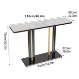 Wisfor Console Entry Table: Luxurious Console Entryway Table with Sintered Stone with Metal Frame for Foyer Decor, Living Room Sofa Side Table (White) Wisfor
