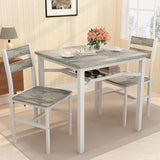 Hooseng 3 Piece Dining Table Set for 2, Small Wooden Kitchen Table with Storage, Farmhouse Square Dinette Set for Dining Room, Breakfast Nook, Apartment, Small Space Hooseng