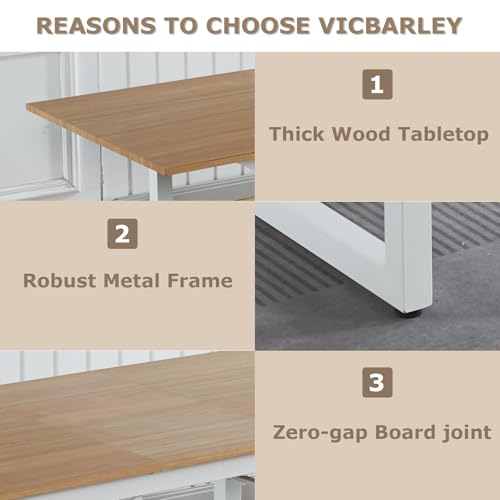 VICBARLEY Extendable Dining Table for 4-8 People,70.89''Modern Space-Saving Kitchen Table with Metal Legs,Rectangle Folding Conference Meeting Table for Living Meeting Room Kitchen,Oak VICBARLEY
