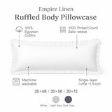 Empire Linen | Ruffled Body Pillowcase | Cotton Satin Weave, Soft & Breathable | Hidden Zipper Closure | Decorative Pillow Sham with Single Layer Ruffles | White Body Pillow Cover (20x48, White) Empire Linens