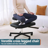 LHOOCX Meditation Chair ADHD Chair Ergonomic Cross Legged Chair with Wheels,Kneeling Chair for Office and Home,ADHD Chairs for Adults (Black) LHOOCX