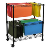 Oceanstar 2-Tier Metal Rolling File Cart, 24 in. L x 12.4 in. W x 28 in. H, Black Oceanstar