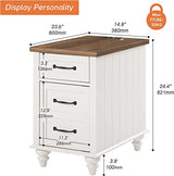 WAMPAT 2 Pack White End Table with Charging Station, Wood Side Sofa Table with Drawer and Storage Cabinet, Modern Nightstand with Power Outlets & USB Ports for Living Room, Bedroom WAMPAT