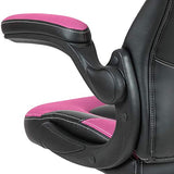 Flash Furniture X10 High-Back LeatherSoft Racing Style Gaming Chair with Flip-Up Arms, Ergonomic Padded Swivel Computer Chair, Pink/Black Flash Furniture